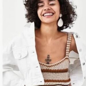 Zara Cream Cropped Fitted Tank Top